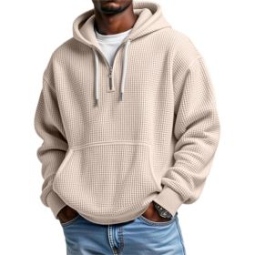 3D Printed Men's Double Hood Zipper Hooded Sweater (Option: Apricot-L)