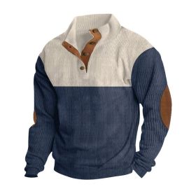 Spring And Autumn New Men's Stand-up Base Shirt Casual Sports Pullover (Option: Navy Blue-XXXL)