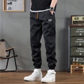 Men's Casual Sports Cropped Ankle-Tight Pants (Option: M66 Black-5XL)
