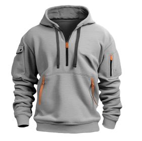Dropped Shoulder Hooded Sweatshirt Men's Women's Plus Size Loose Pullover Fashion Sweatshirt (Option: Light Gray-L-1pcs)