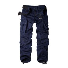 Three-dimensional Pocket Overalls Men's Multi-pocket (Option: Eight Pockets Navy Blue-31)