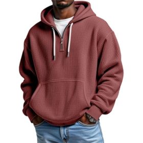 3D Printed Men's Double Hood Zipper Hooded Sweater (Option: Red-L)