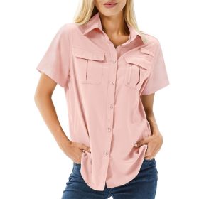 Multi-pocket Breathable UV-protective Lightweight Outdoor Shirt (Option: Pink-XXL)