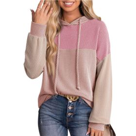 New-style Color-block Long-sleeve Hoodie With A Loose Fit (Option: Pink-L)
