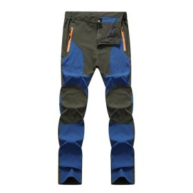 Outdoor Stretch Charging Men's Windproof Waterproof And Hard-wearing Breathable Quick-drying Pants (Option: Green Plug Blue-5XL)