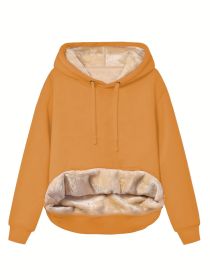 Warm Berber Fleece Pocket Hooded Sweatshirt Coat (Option: Yellow-L)