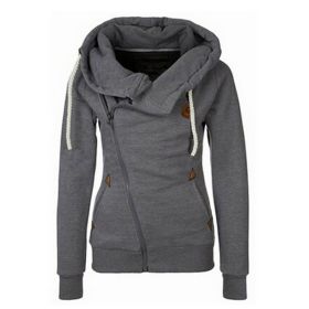 Women's Sport Cardigan Side Zipper Hoodie (Option: Dark Gray-4XL)