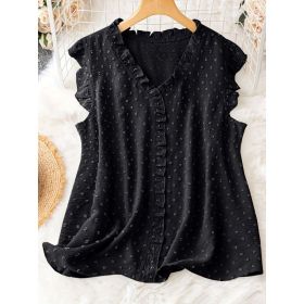 Loose-fitting Casual Vest With Short Sleeves (Option: Black-2XL)