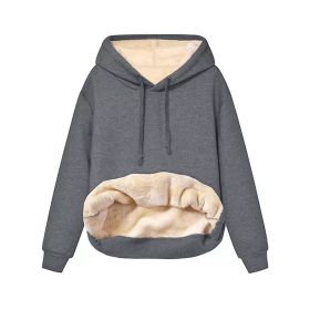 Warm Berber Fleece Pocket Hooded Sweatshirt Coat (Option: Dark Gray-2XL)