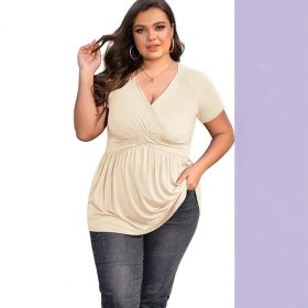 Women's Plus Size T-shirt V-neck Top (Option: Apricot-M)